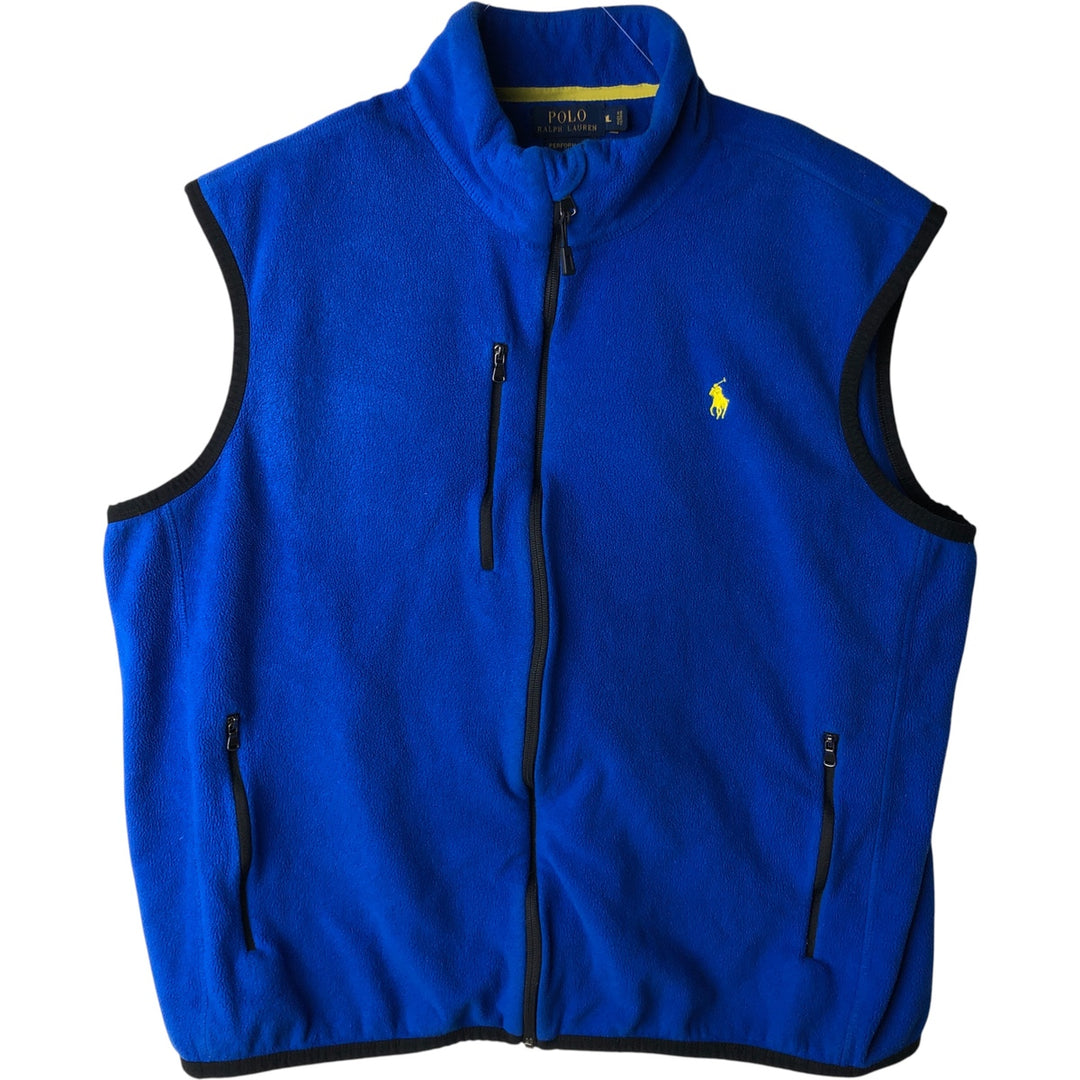 Ralph Lauren POLO RALPH LAUREN PERFORMANCE fleece vest, men's size XL polyester blue type Vintage Second Hand