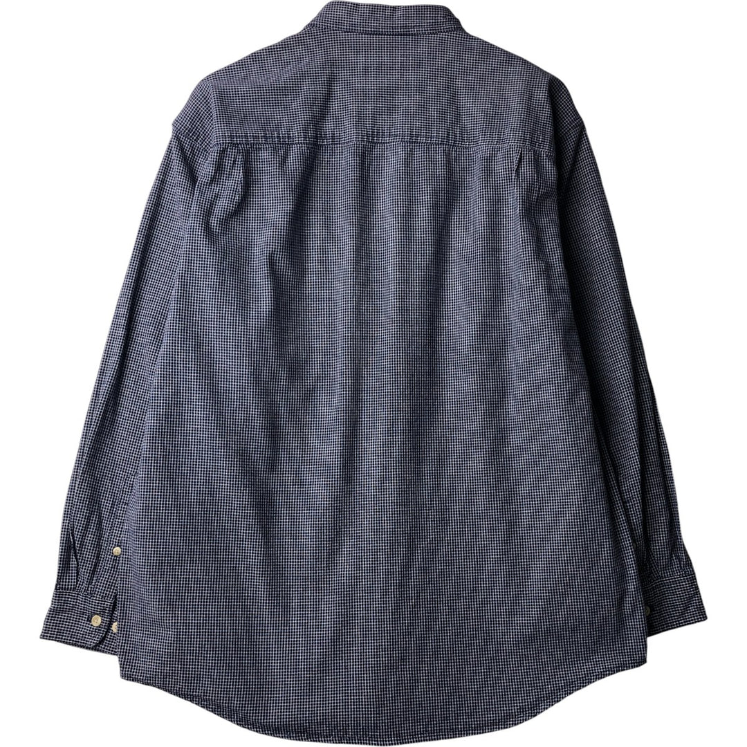 Eddie Bauer Long Sleeve Button-Down Check Shirt, Men's Size L cotton navy blue type Vintage Second Hand