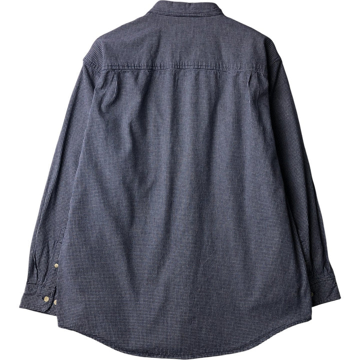 Eddie Bauer Long Sleeve Button-Down Check Shirt, Men's Size L cotton navy blue type Vintage Second Hand