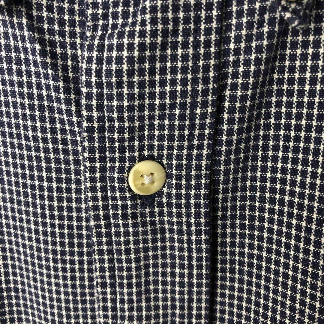 Eddie Bauer Long Sleeve Button-Down Check Shirt, Men's Size L cotton navy blue type Vintage Second Hand