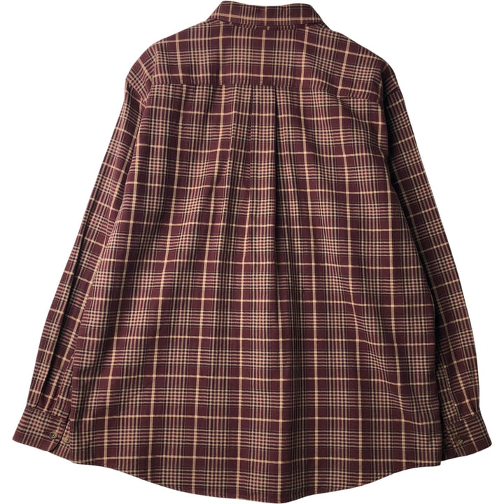 90s-00'S Vintage LLBean Long Sleeve Button-Down Check Shirt, Men's Size L cotton red type reddish brown Vintage Second Hand