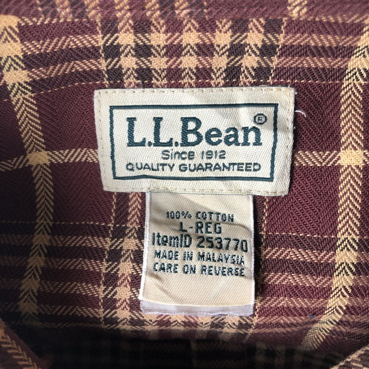 90s-00'S Vintage LLBean Long Sleeve Button-Down Check Shirt, Men's Size L cotton red type reddish brown Vintage Second Hand
