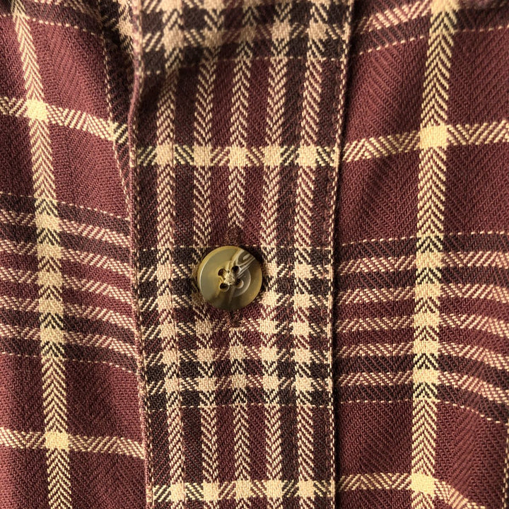 90s-00'S Vintage LLBean Long Sleeve Button-Down Check Shirt, Men's Size L cotton red type reddish brown Vintage Second Hand