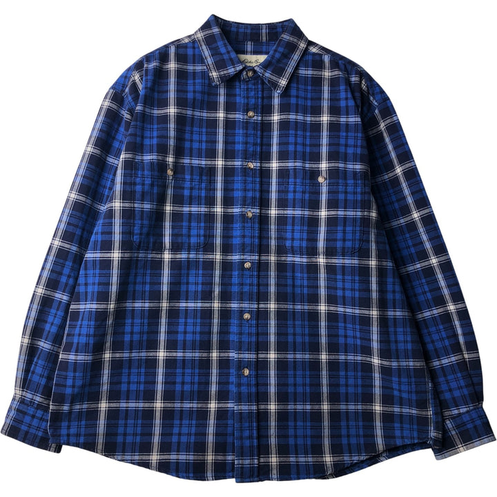 Eddie Bauer Men's Long Sleeve Cotton Check Shirt, Size L cotton blue type Vintage Second Hand