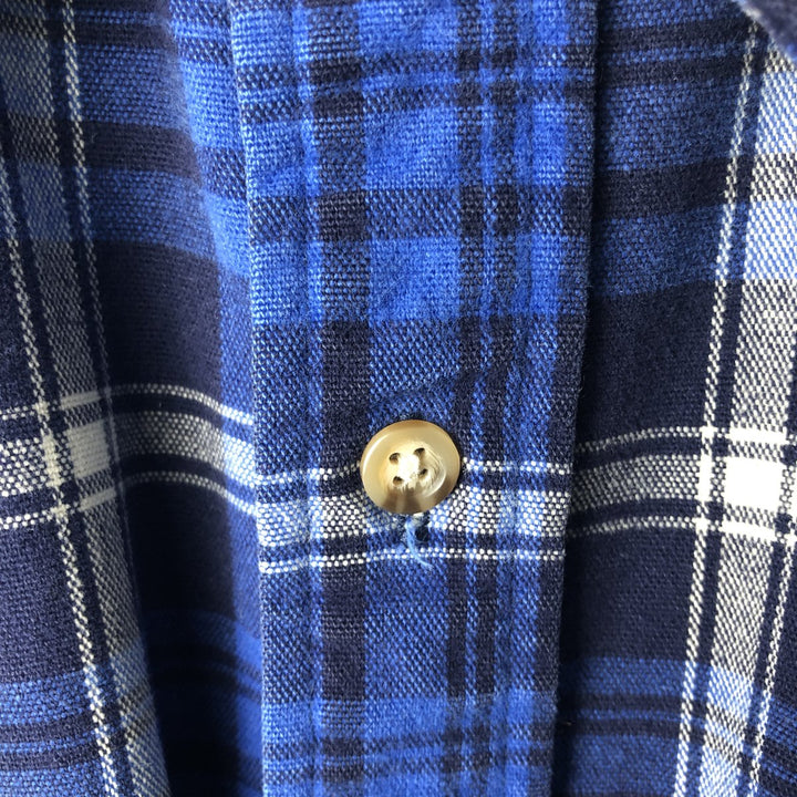 Eddie Bauer Men's Long Sleeve Cotton Check Shirt, Size L cotton blue type Vintage Second Hand