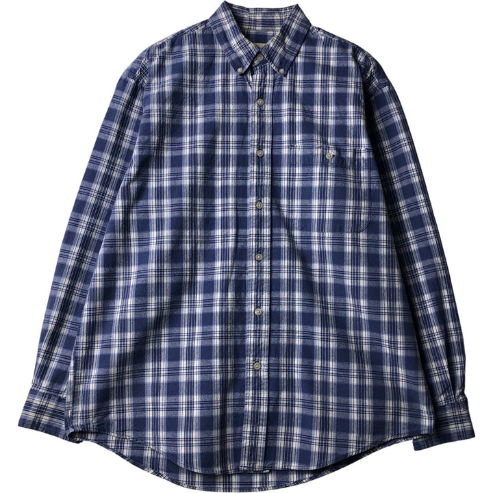 Eddie Bauer Long Sleeve Button-Down Check Shirt, Men's Size M cotton blue type Vintage Second Hand