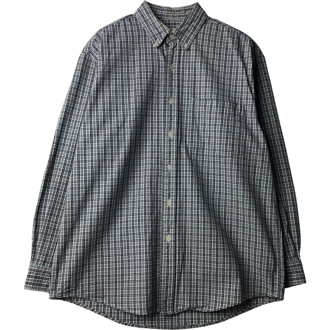 Eddie Bauer Long Sleeve Button-Down Check Shirt, Men's Size M cotton green type Vintage Second Hand