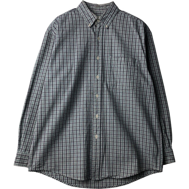 Eddie Bauer Long Sleeve Button-Down Check Shirt, Men's Size M cotton green type Vintage Second Hand