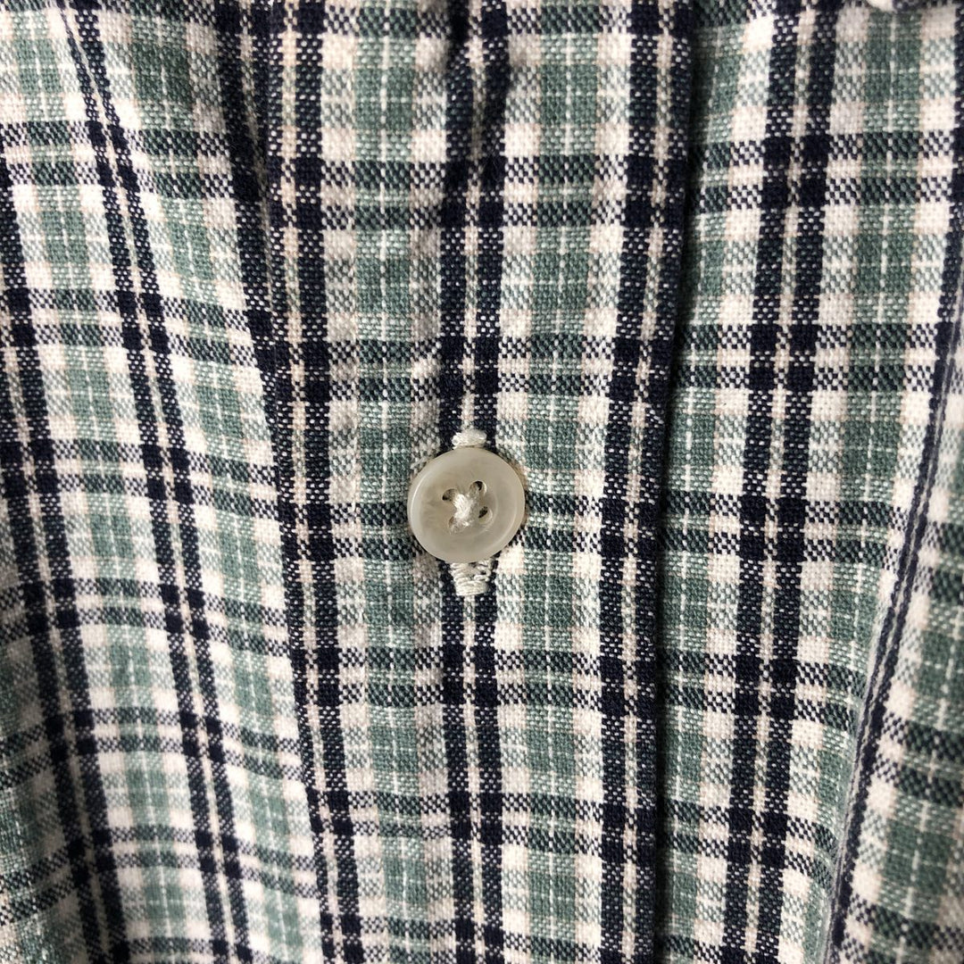 Eddie Bauer Long Sleeve Button-Down Check Shirt, Men's Size M cotton green type Vintage Second Hand