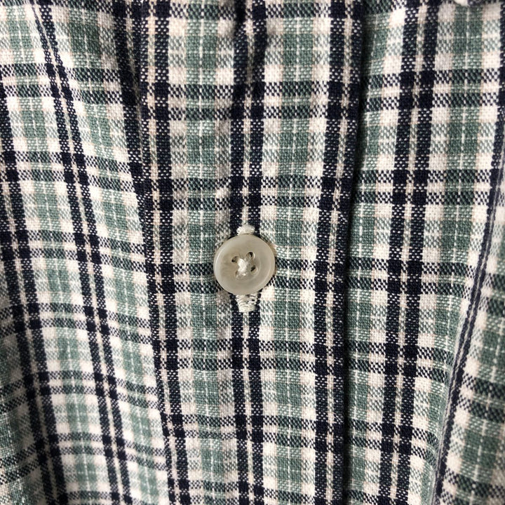 Eddie Bauer Long Sleeve Button-Down Check Shirt, Men's Size M cotton green type Vintage Second Hand