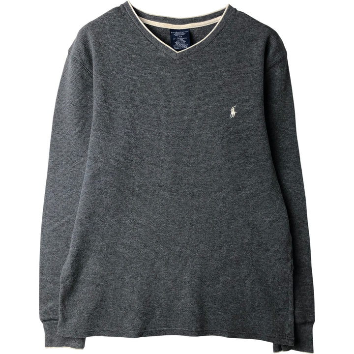 Ralph Lauren POLO RALPH LAUREN SLEEPWEAR V-neck thermal long T-shirt, men's size L cotton gray type Vintage Second Hand
