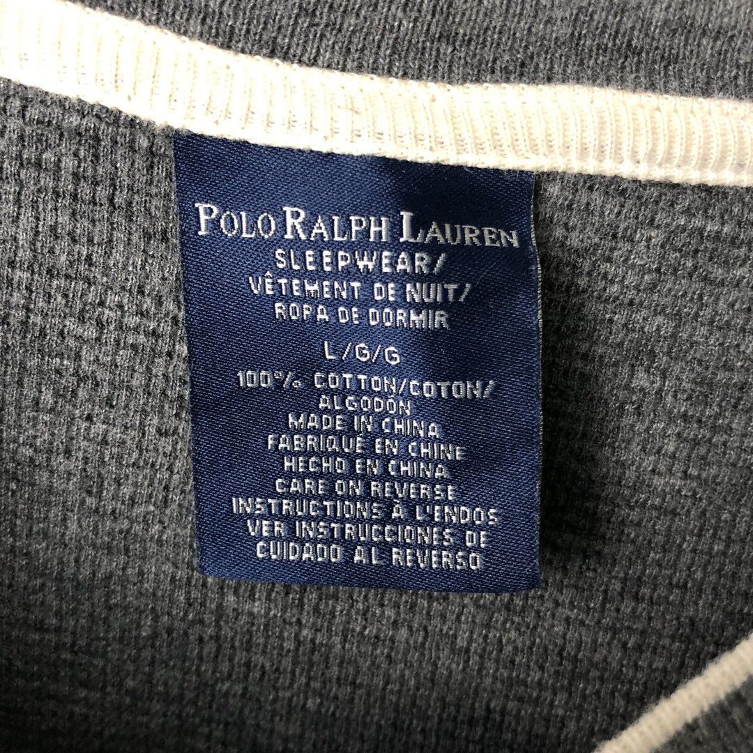 Ralph Lauren POLO RALPH LAUREN SLEEPWEAR V-neck thermal long T-shirt, men's size L cotton gray type Vintage Second Hand