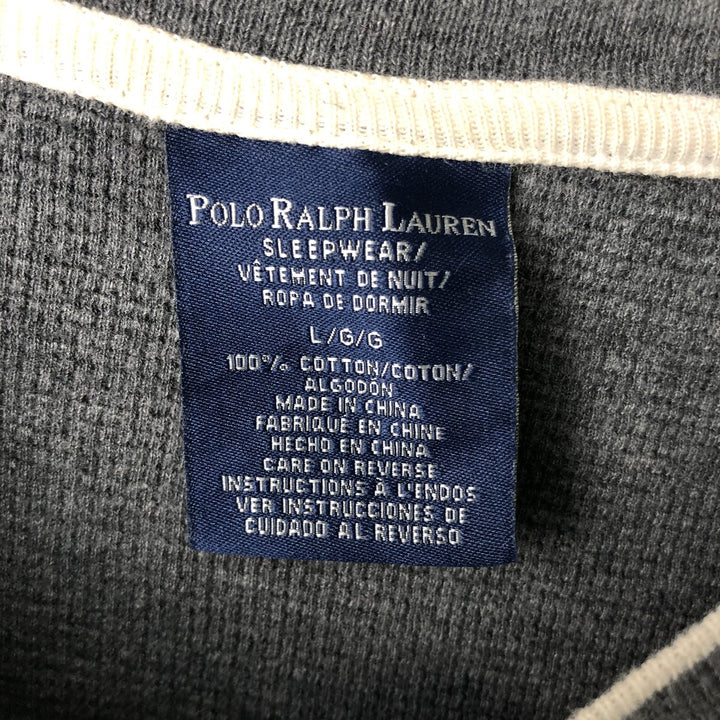 Ralph Lauren POLO RALPH LAUREN SLEEPWEAR V-neck thermal long T-shirt, men's size L cotton gray type Vintage Second Hand
