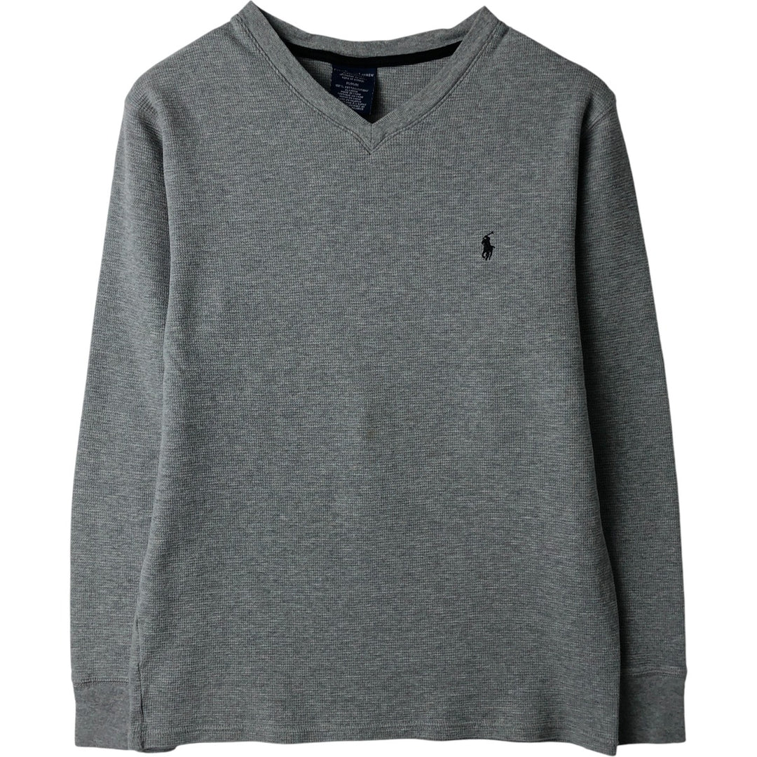 Ralph Lauren POLO RALPH LAUREN SLEEPWEAR V-neck thermal long T-shirt, men's size M cotton gray type Vintage Second Hand