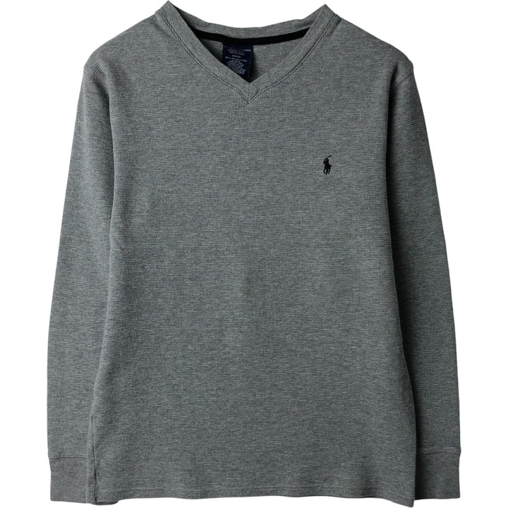 Ralph Lauren POLO RALPH LAUREN SLEEPWEAR V-neck thermal long T-shirt, men's size M cotton gray type Vintage Second Hand
