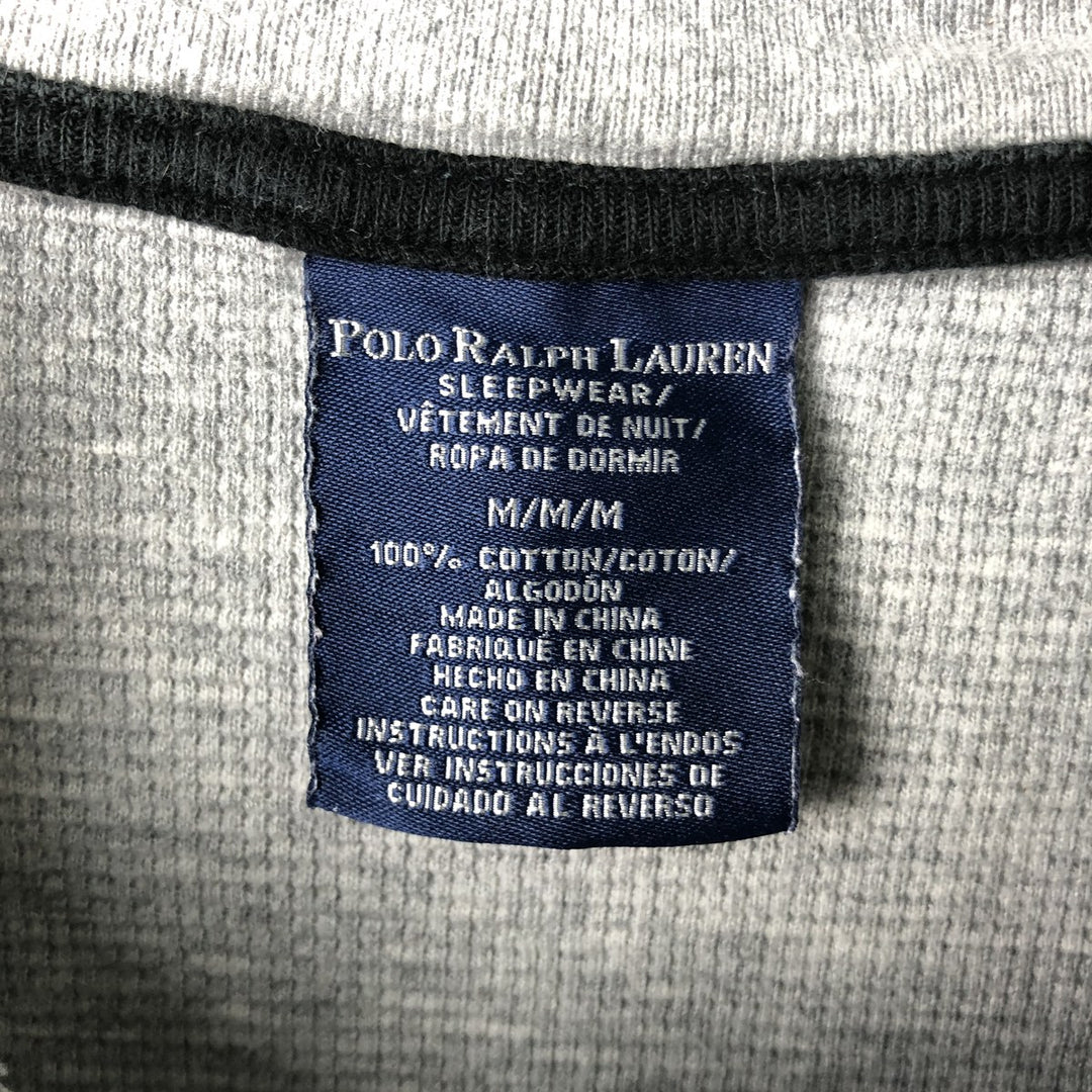 Ralph Lauren POLO RALPH LAUREN SLEEPWEAR V-neck thermal long T-shirt, men's size M cotton gray type Vintage Second Hand