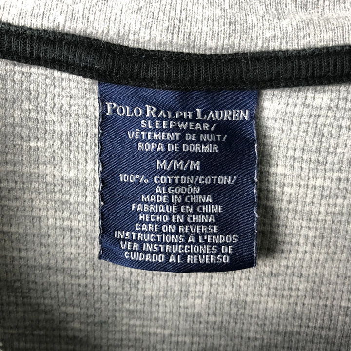 Ralph Lauren POLO RALPH LAUREN SLEEPWEAR V-neck thermal long T-shirt, men's size M cotton gray type Vintage Second Hand
