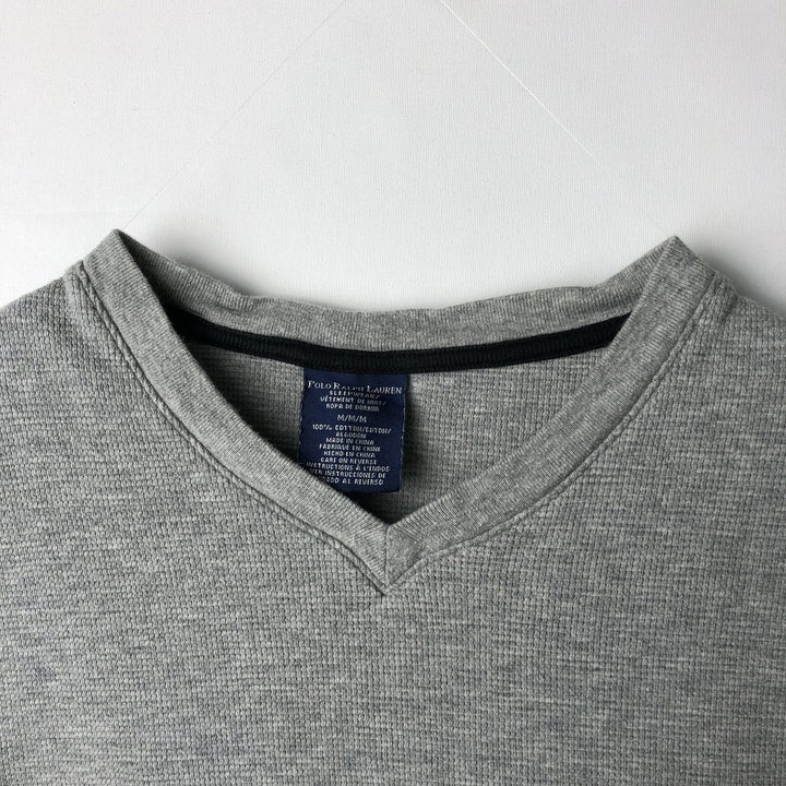 Ralph Lauren POLO RALPH LAUREN SLEEPWEAR V-neck thermal long T-shirt, men's size M cotton gray type Vintage Second Hand