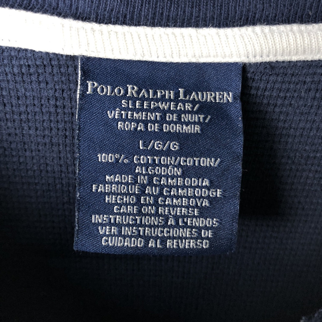 Ralph Lauren Polo Ralph Lauren Sleepwear Thermal T-Shirt, Waffle, Men's Size L cotton navy blue type Vintage Second Hand
