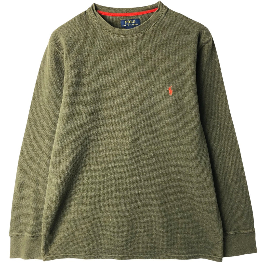 Ralph Lauren POLO RALPH LAUREN Thermal Ron T Waffle Men's L size cotton Khaki type Vintage Second Hand