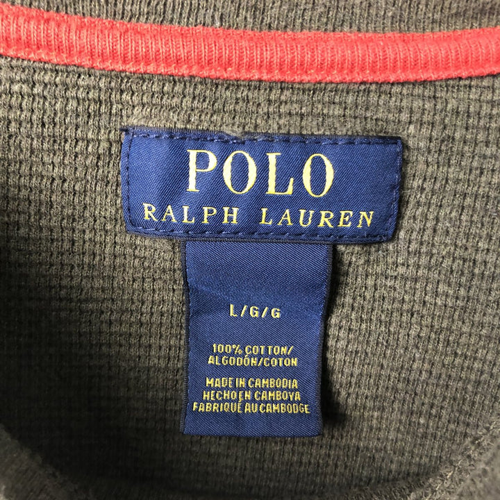 Ralph Lauren POLO RALPH LAUREN Thermal Ron T Waffle Men's L size cotton Khaki type Vintage Second Hand