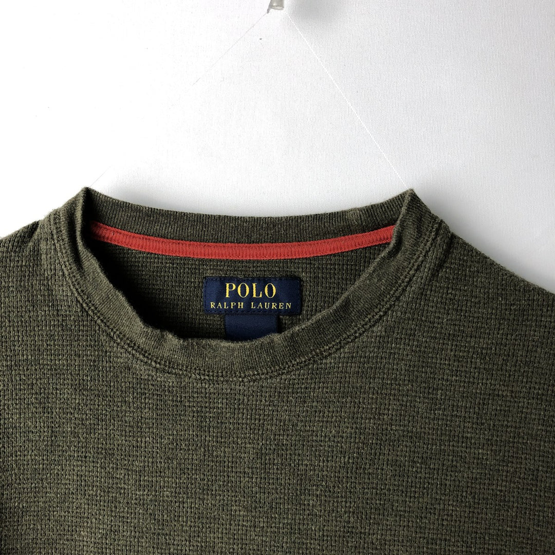 Ralph Lauren POLO RALPH LAUREN Thermal Ron T Waffle Men's L size cotton Khaki type Vintage Second Hand