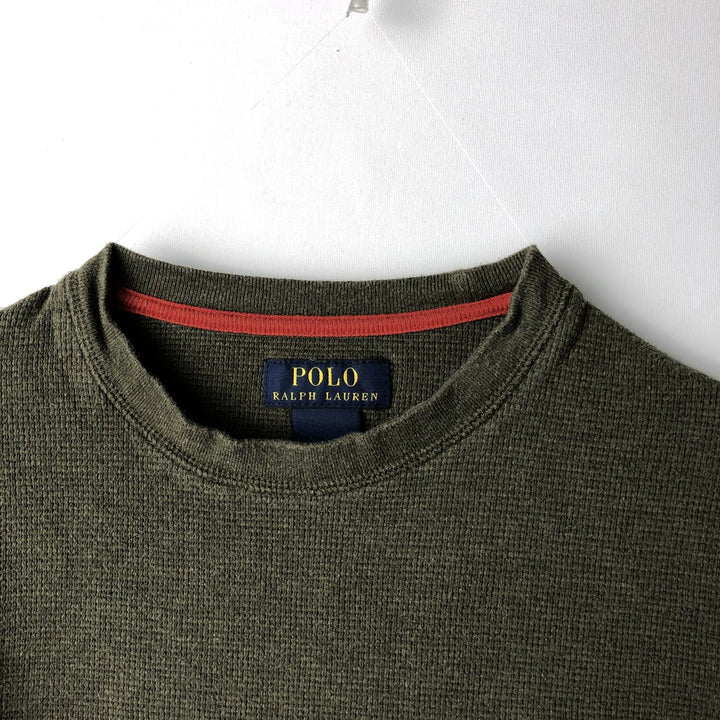 Ralph Lauren POLO RALPH LAUREN Thermal Ron T Waffle Men's L size cotton Khaki type Vintage Second Hand