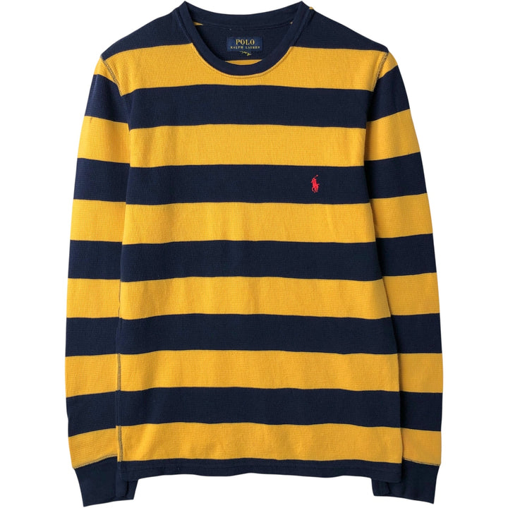 Ralph Lauren POLO RALPH LAUREN Striped Pattern Thermal Long T-Shirt, Men's Size Small unclear yellow type Vintage Second Hand