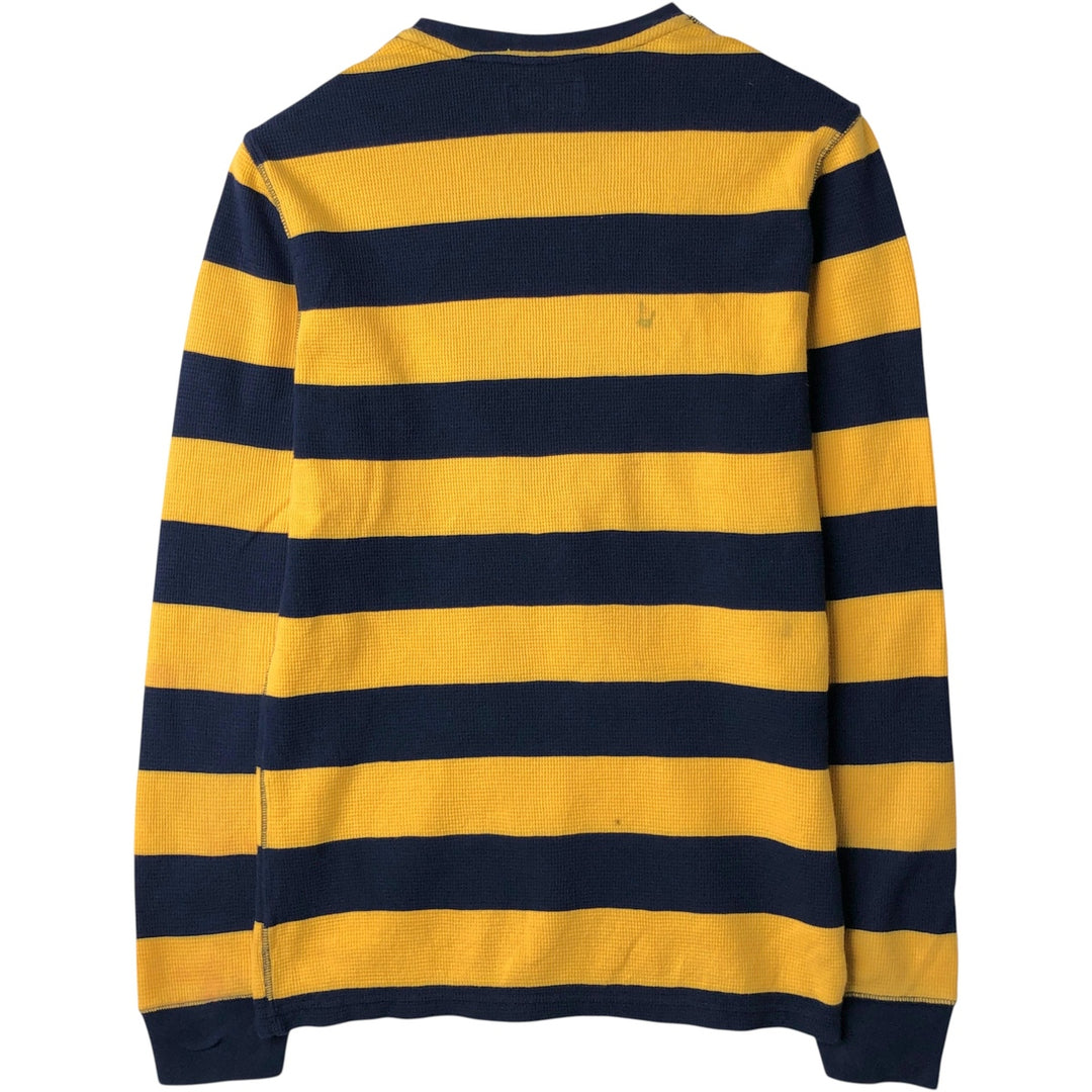 Ralph Lauren POLO RALPH LAUREN Striped Pattern Thermal Long T-Shirt, Men's Size Small unclear yellow type Vintage Second Hand