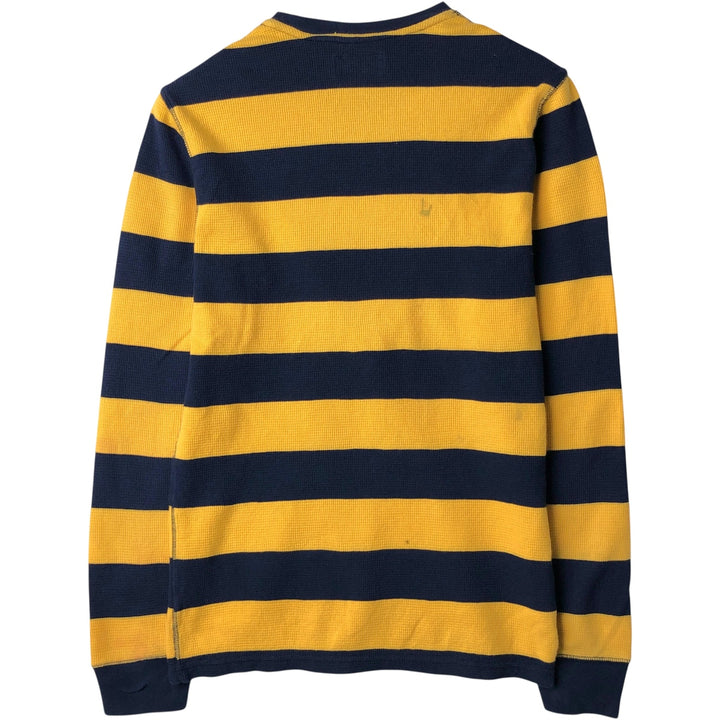 Ralph Lauren POLO RALPH LAUREN Striped Pattern Thermal Long T-Shirt, Men's Size Small unclear yellow type Vintage Second Hand