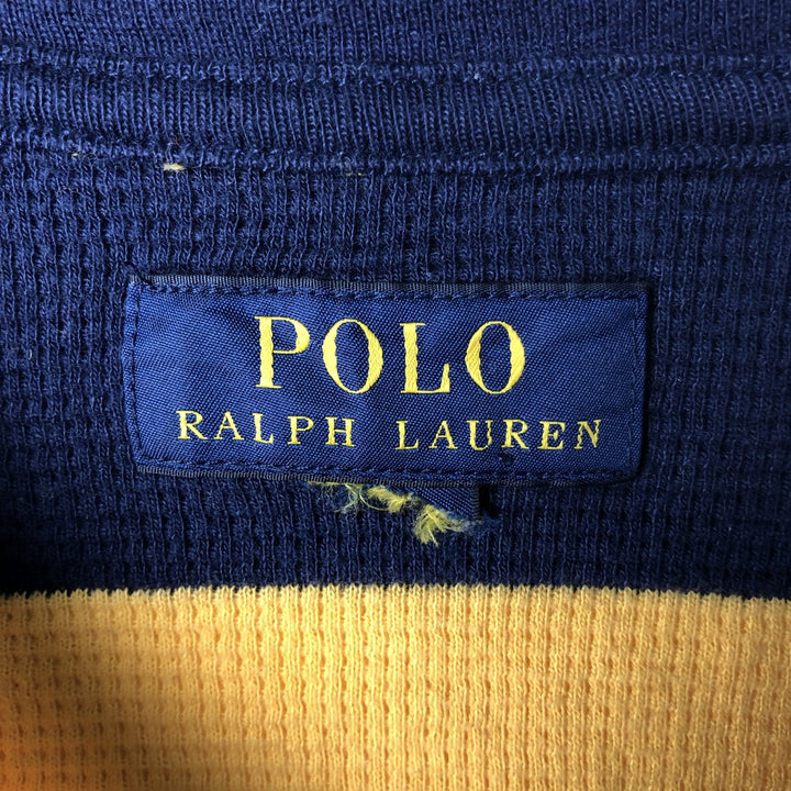 Ralph Lauren POLO RALPH LAUREN Striped Pattern Thermal Long T-Shirt, Men's Size Small unclear yellow type Vintage Second Hand
