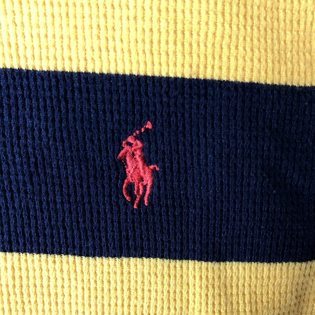 Ralph Lauren POLO RALPH LAUREN Striped Pattern Thermal Long T-Shirt, Men's Size Small unclear yellow type Vintage Second Hand