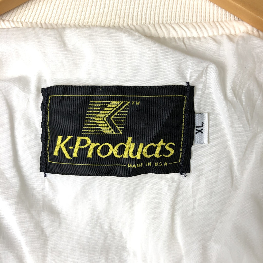 Vintage 80s-90'S K-Products Derby Jacket, Cup Shoulder, Made in USA, Men's XL polyester white type Vintage Second Hand