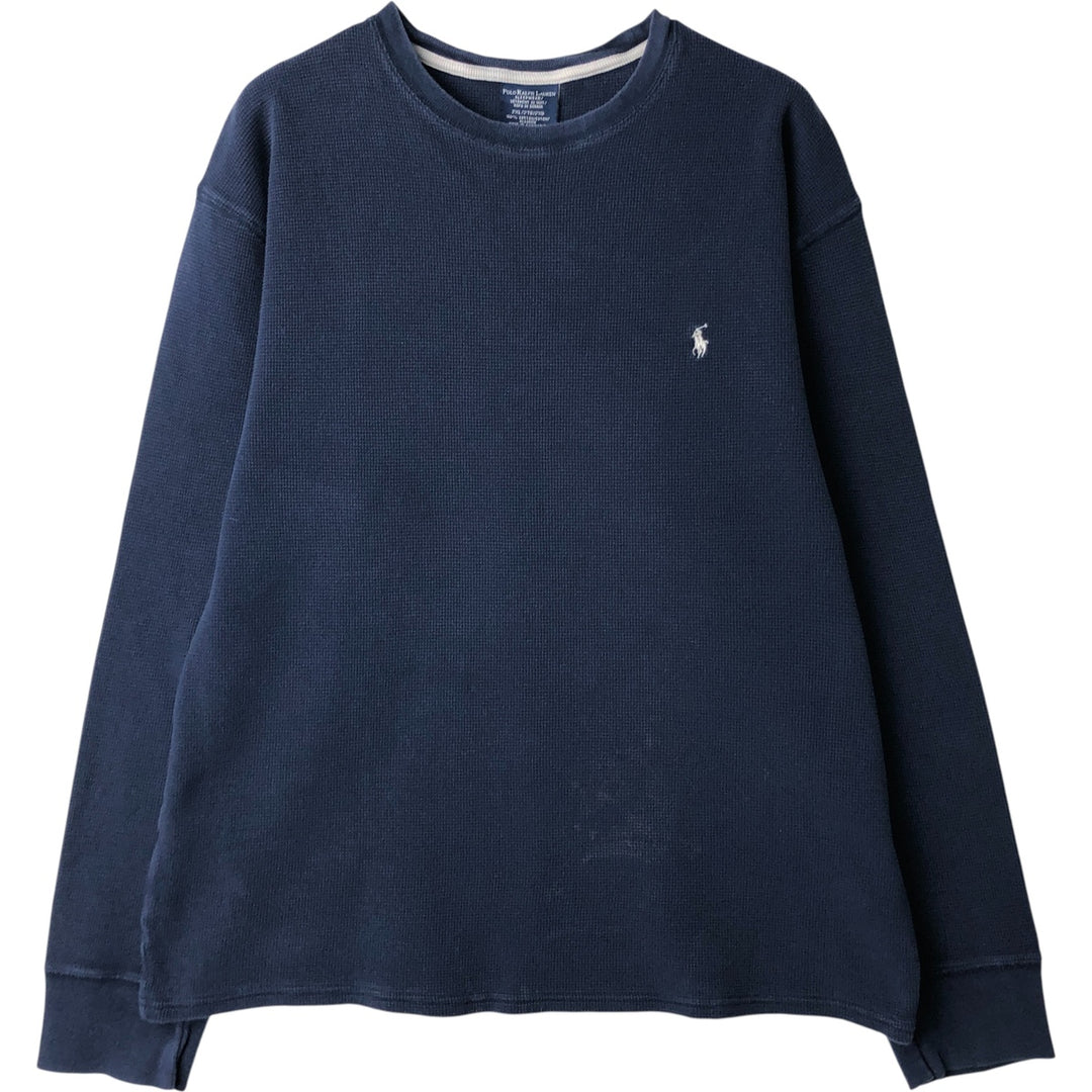 Ralph Lauren POLO RALPH LAUREN SLEEPWEAR Thermal Long T-shirt Waffle Men's XXL cotton navy blue type Vintage Second Hand