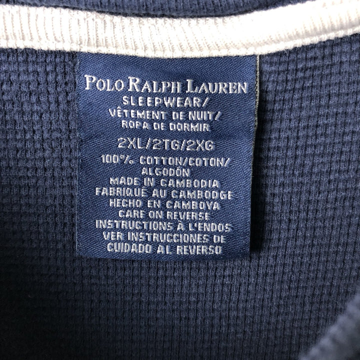 Ralph Lauren POLO RALPH LAUREN SLEEPWEAR Thermal Long T-shirt Waffle Men's XXL cotton navy blue type Vintage Second Hand