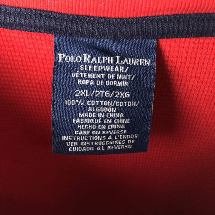 Ralph Lauren POLO RALPH LAUREN SLEEPWEAR Thermal Long T-shirt Waffle Men's XL cotton red type Vintage Second Hand