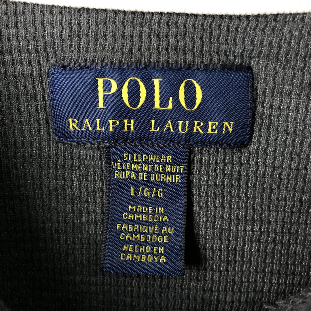 Ralph Lauren POLO RALPH LAUREN SLEEPWEAR Thermal Long T-Shirt, Men's Size L cotton gray type Vintage Second Hand