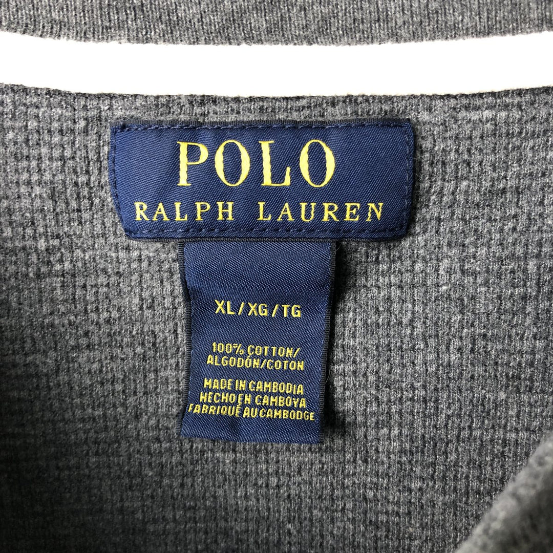 Ralph Lauren POLO RALPH LAUREN Thermal Long T-shirt Waffle Men's XL cotton gray type Vintage Second Hand