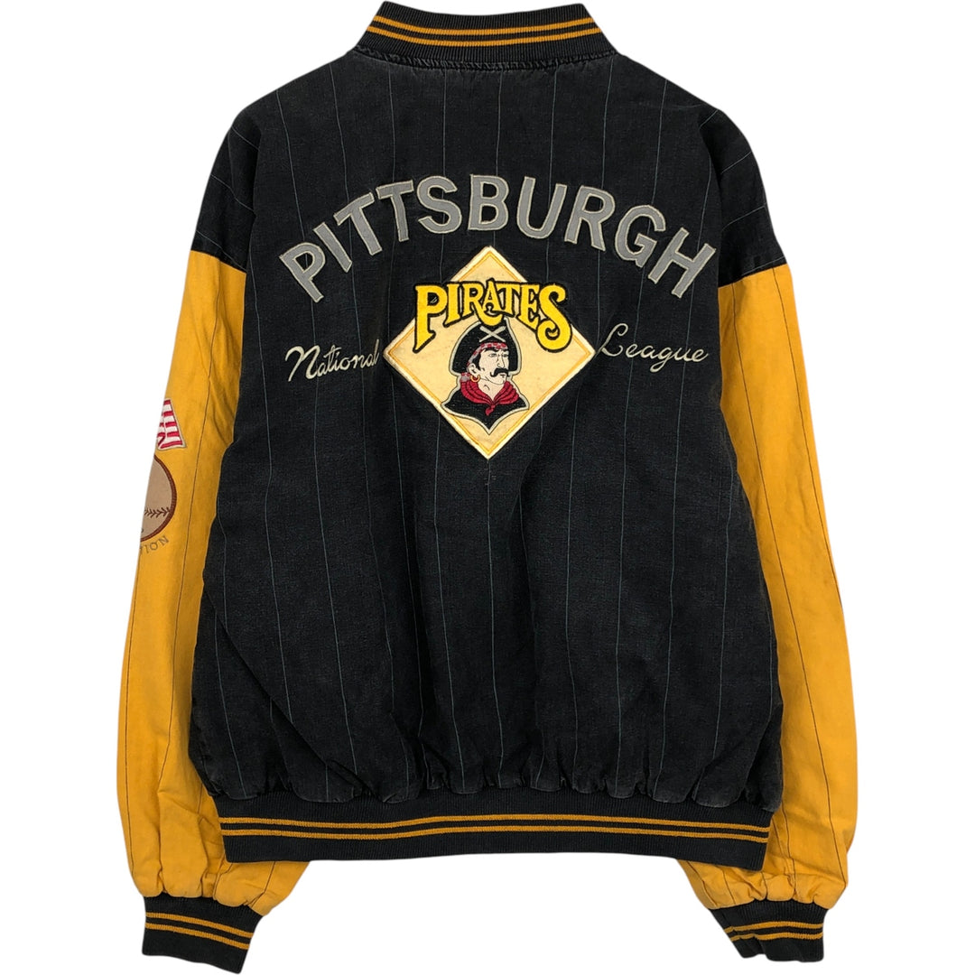 1990'S MLB Pittsburgh Pirates striped reversible blouson, men's size L equivalent, vintage. Lamy Charcoal Vintage Second Hand