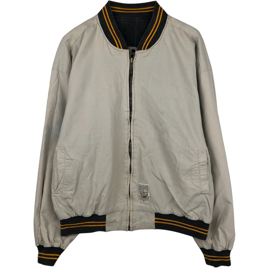 1990'S MLB Pittsburgh Pirates striped reversible blouson, men's size L equivalent, vintage. Lamy Charcoal Vintage Second Hand
