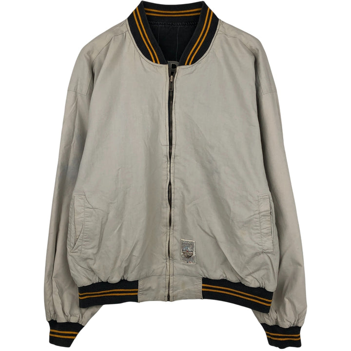 1990'S MLB Pittsburgh Pirates striped reversible blouson, men's size L equivalent, vintage. Lamy Charcoal Vintage Second Hand