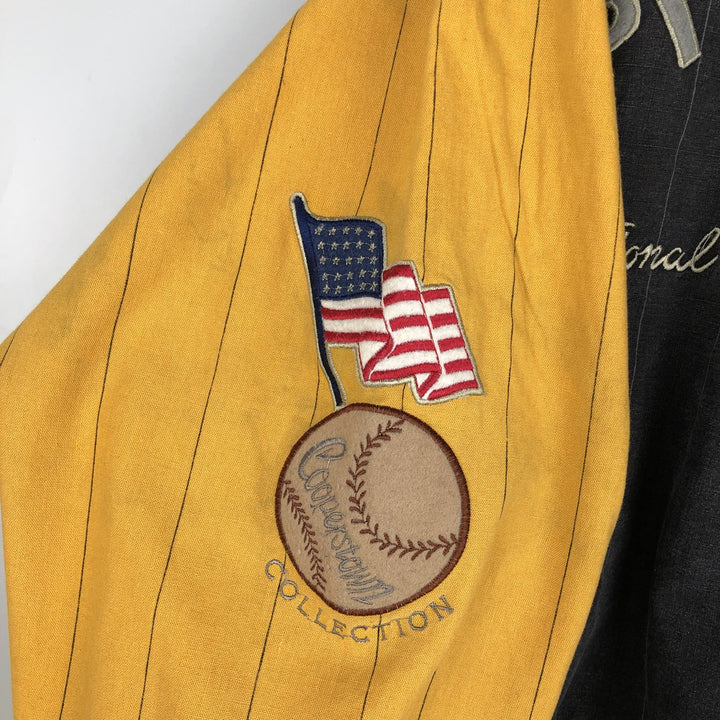 1990'S MLB Pittsburgh Pirates striped reversible blouson, men's size L equivalent, vintage. Lamy Charcoal Vintage Second Hand