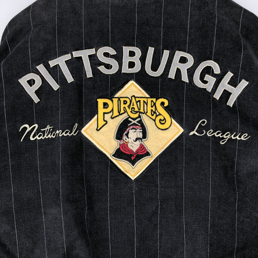 1990'S MLB Pittsburgh Pirates striped reversible blouson, men's size L equivalent, vintage. Lamy Charcoal Vintage Second Hand