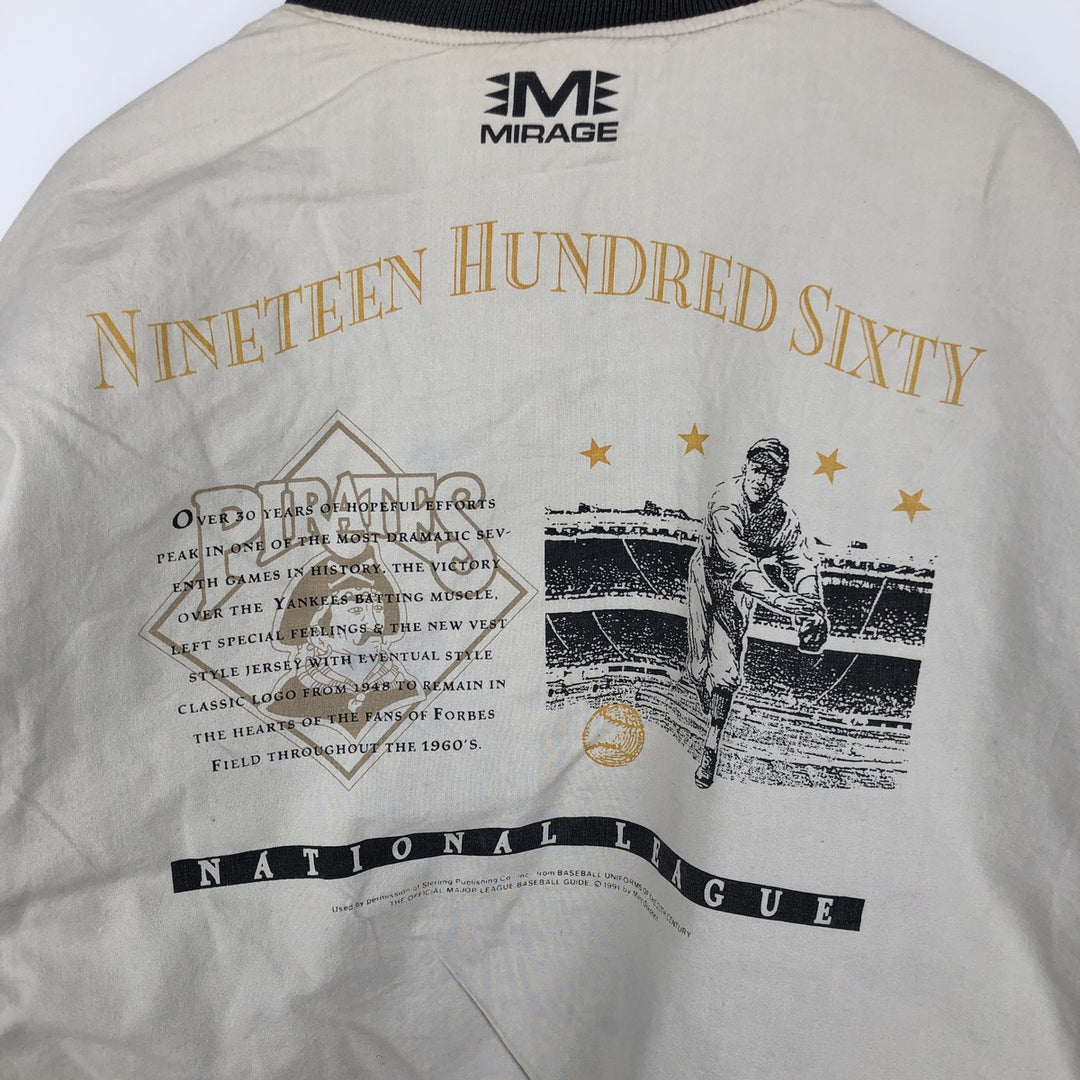 1990'S MLB Pittsburgh Pirates striped reversible blouson, men's size L equivalent, vintage. Lamy Charcoal Vintage Second Hand