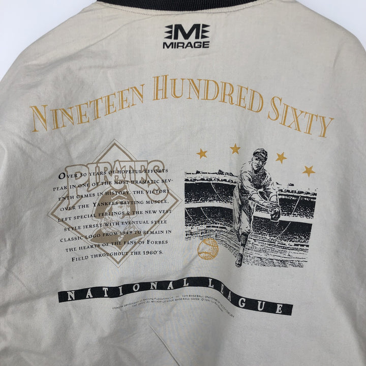 1990'S MLB Pittsburgh Pirates striped reversible blouson, men's size L equivalent, vintage. Lamy Charcoal Vintage Second Hand