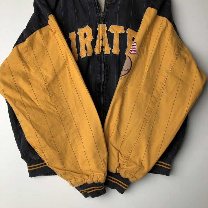 1990'S MLB Pittsburgh Pirates striped reversible blouson, men's size L equivalent, vintage. Lamy Charcoal Vintage Second Hand