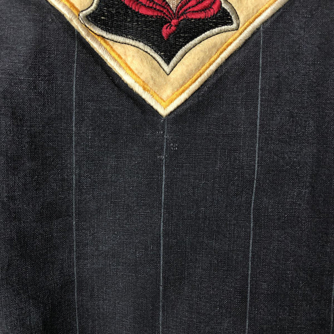 1990'S MLB Pittsburgh Pirates striped reversible blouson, men's size L equivalent, vintage. Lamy Charcoal Vintage Second Hand