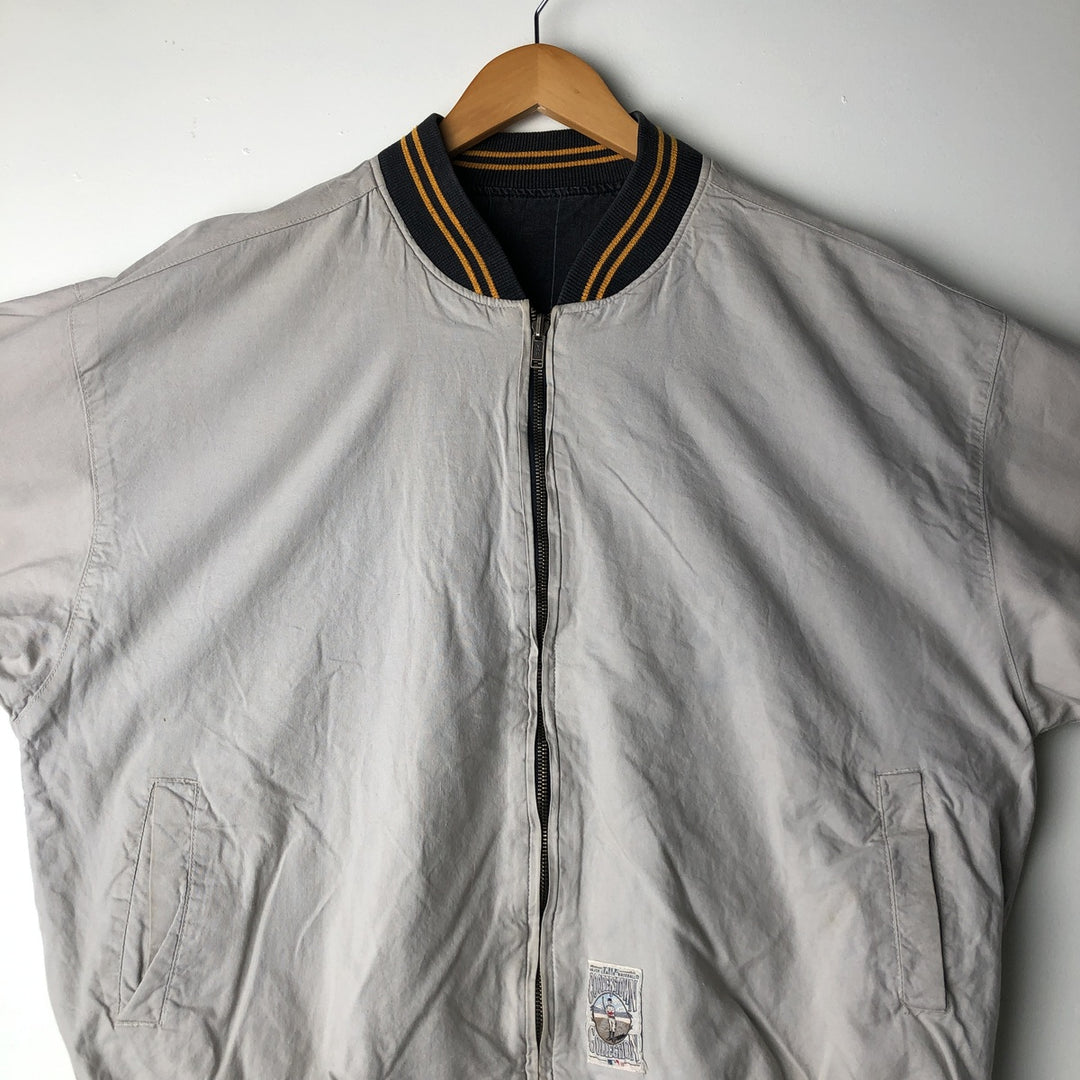 1990'S MLB Pittsburgh Pirates striped reversible blouson, men's size L equivalent, vintage. Lamy Charcoal Vintage Second Hand