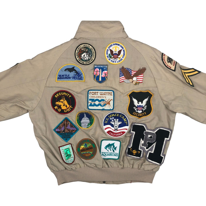 90'S American Eagle Outfitters Custom Jacket, Men's Size L, Vintage polyester Beige type Vintage Second Hand