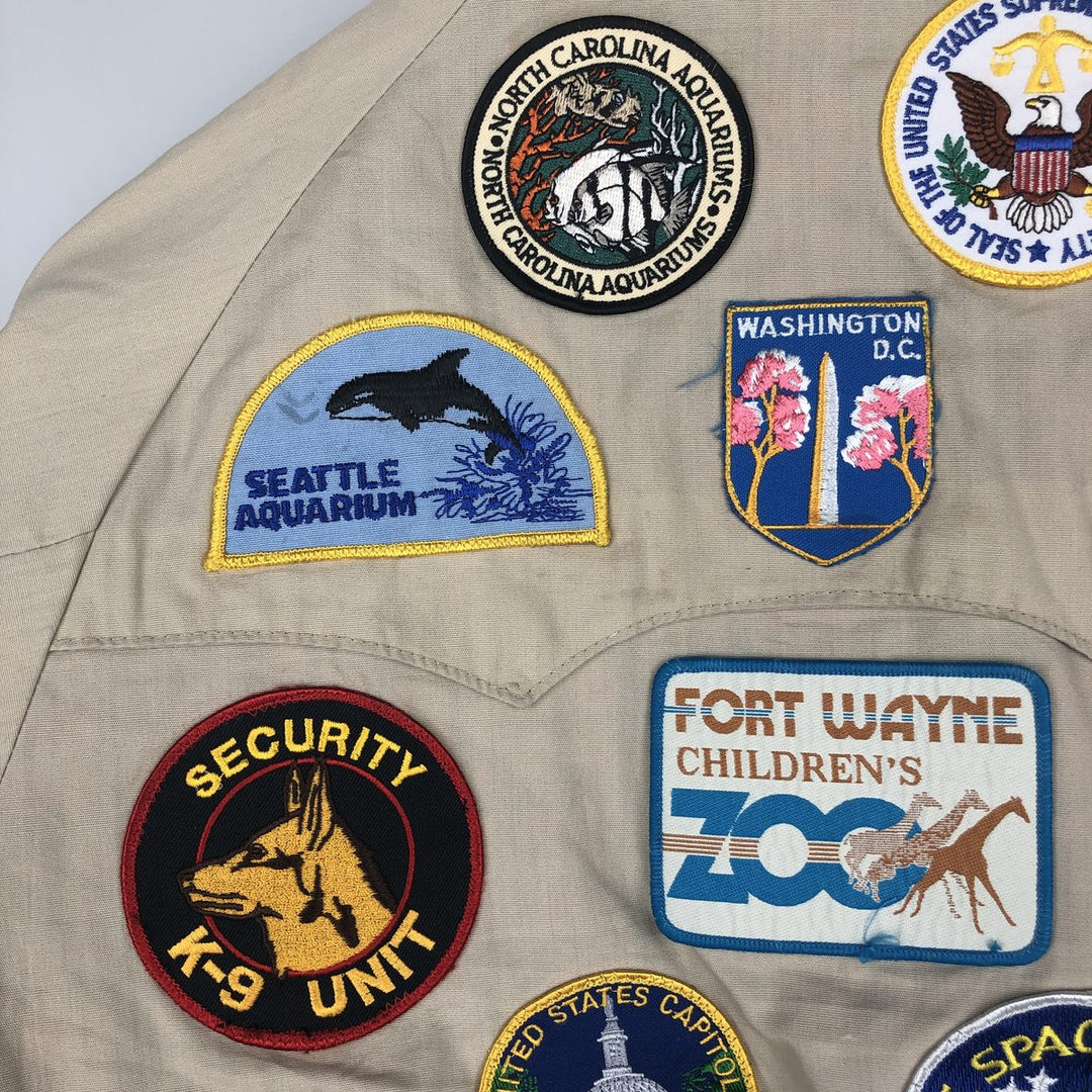 90'S American Eagle Outfitters Custom Jacket, Men's Size L, Vintage polyester Beige type Vintage Second Hand